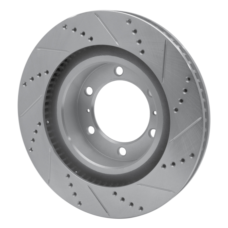 Lexus GX460 Brake Rotor (1) - Front Left - R1 Concepts - Drilled & Slotted - Silver - `10-`24
